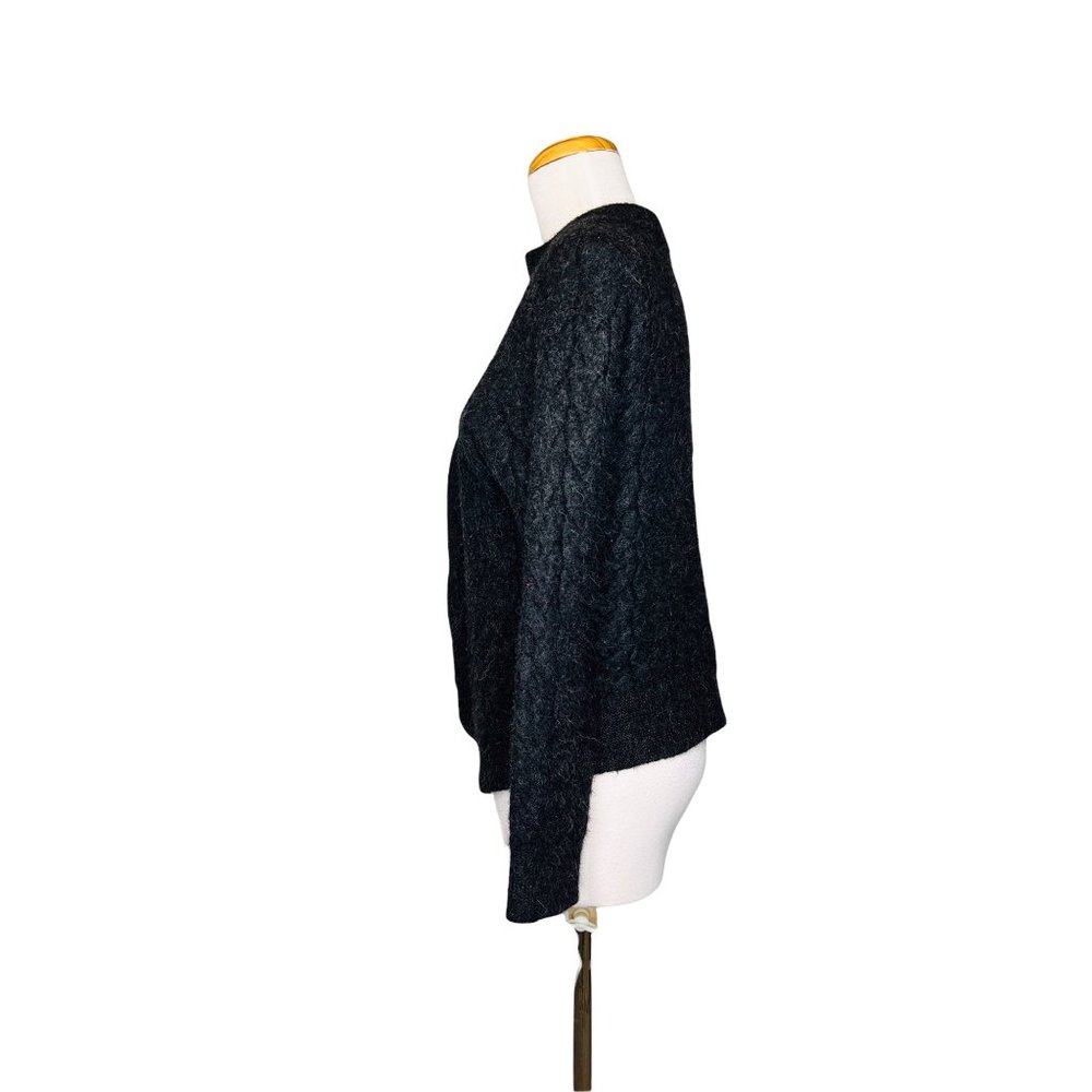 Blake Baby Alpaca Womens Zip Up Cardigan Made in Peru Gray Chunky Knit Sz Med - Picture 3 of 11